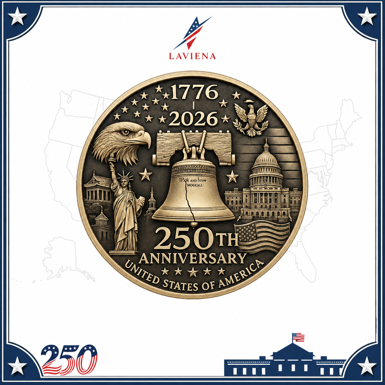 Laviena USA 250th Anniversary Commemorative Brooch Pin Collection