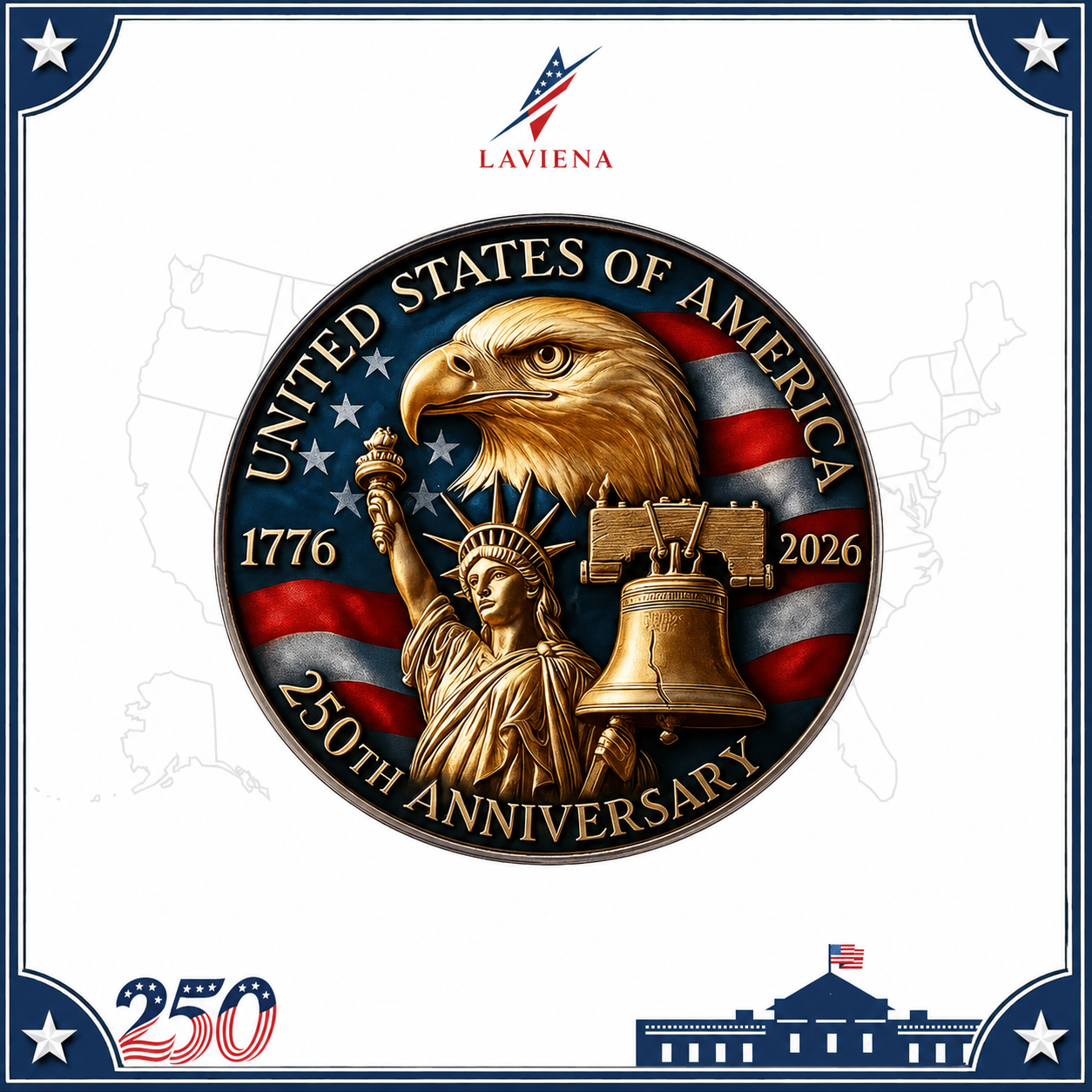 Laviena USA 250th Anniversary Commemorative Brooch Pin Collection