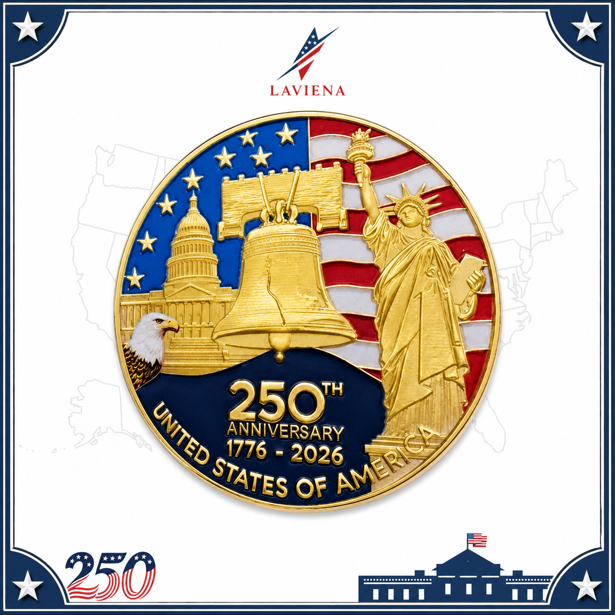 Laviena USA 250th Anniversary Commemorative Brooch Pin Collection