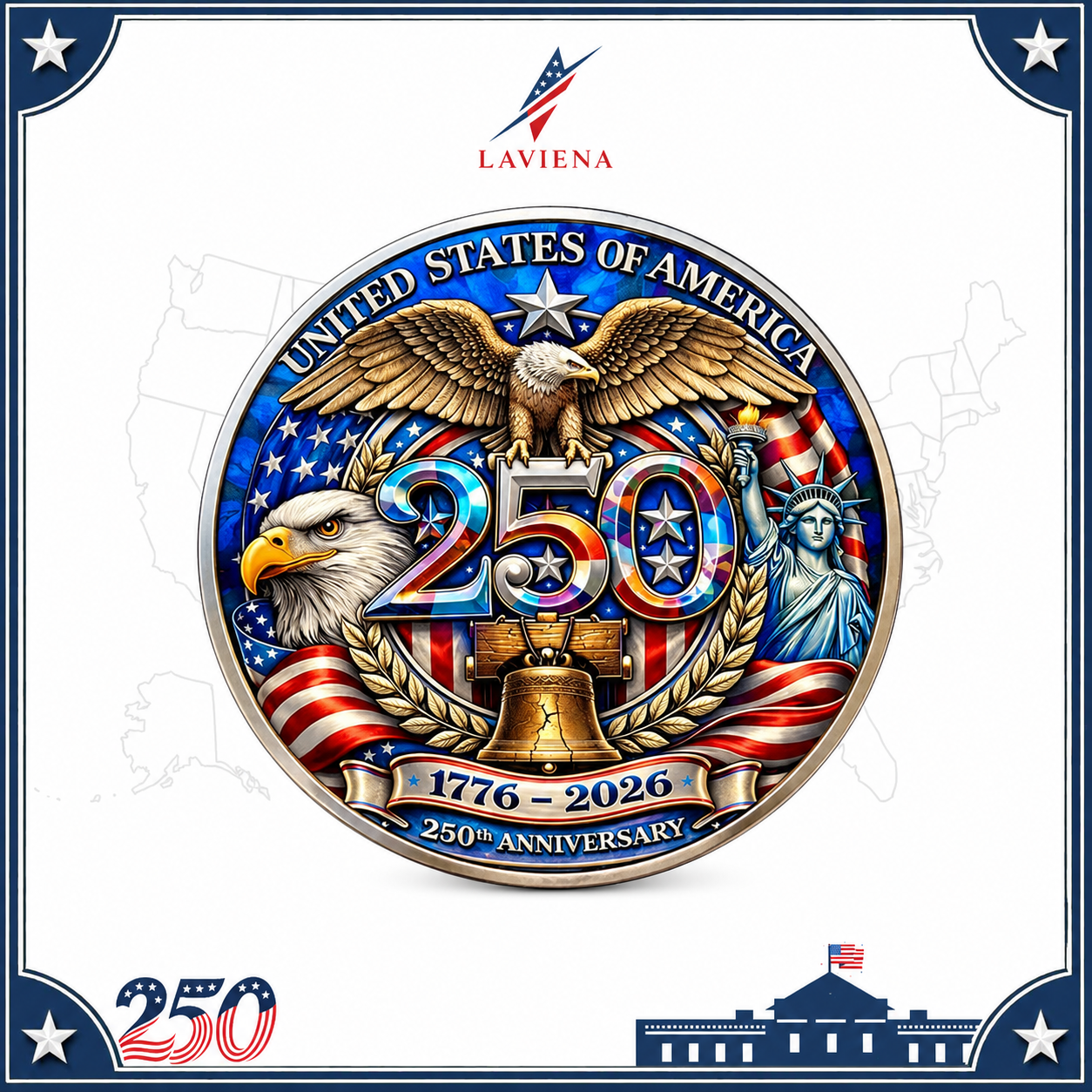 Laviena USA 250th Anniversary Commemorative Brooch Pin Collection