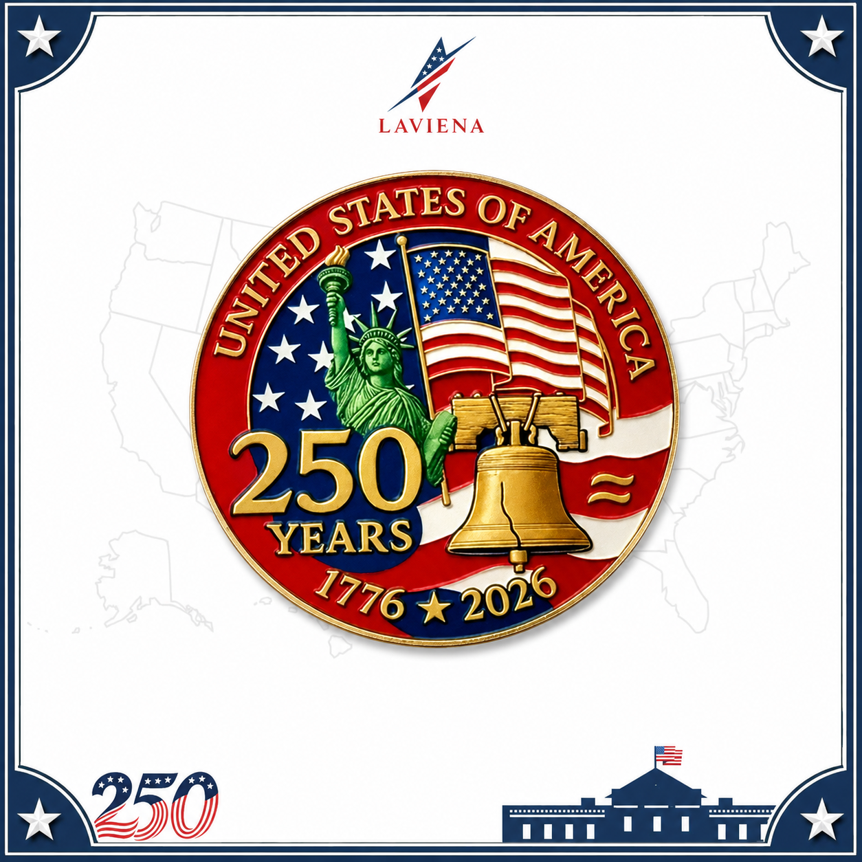 Laviena USA 250th Anniversary Commemorative Brooch Pin Collection