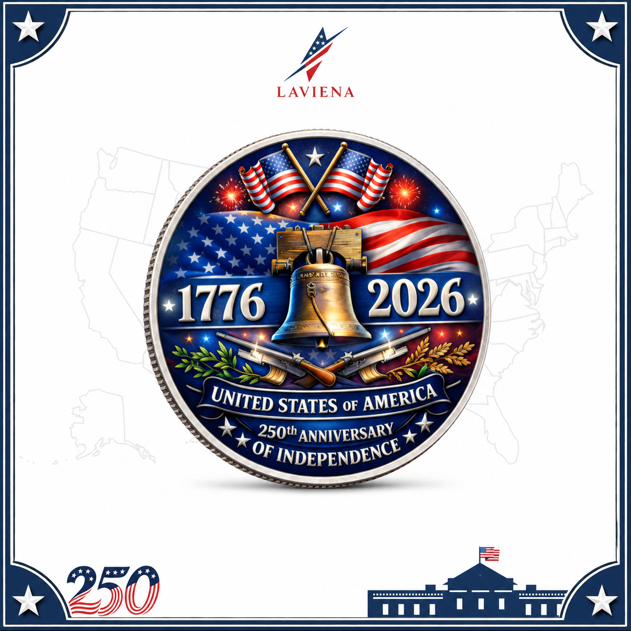 Laviena USA 250th Anniversary Patriotic Commemorative Coin Collection