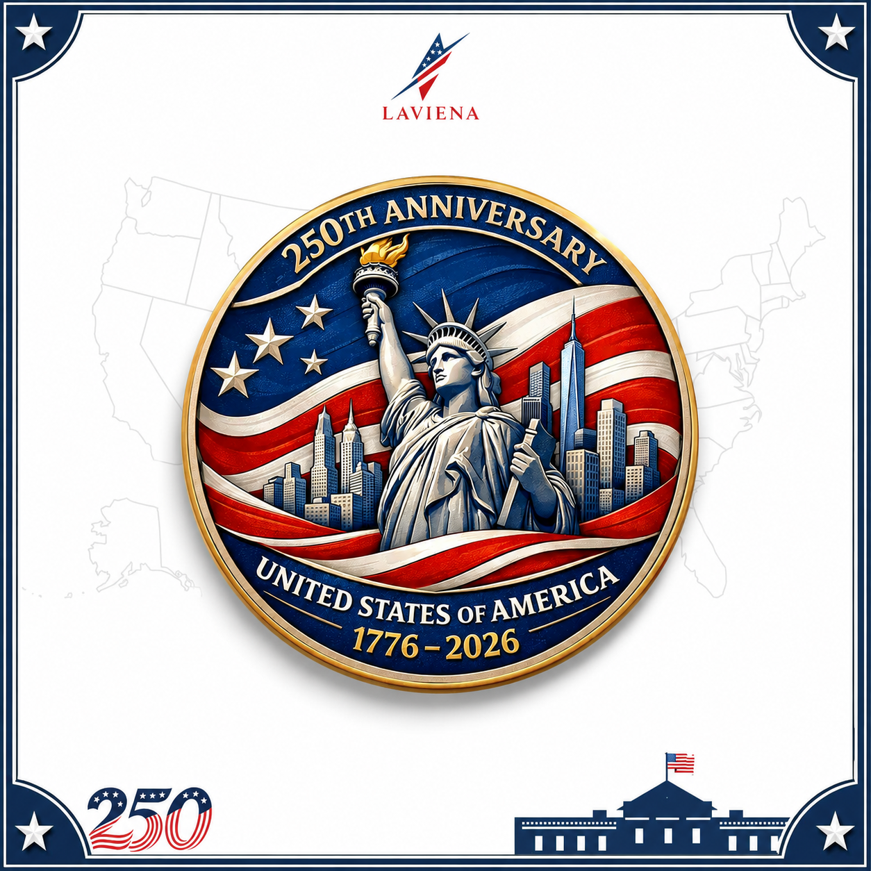 Laviena USA 250th Anniversary Patriotic Commemorative Coin Collection