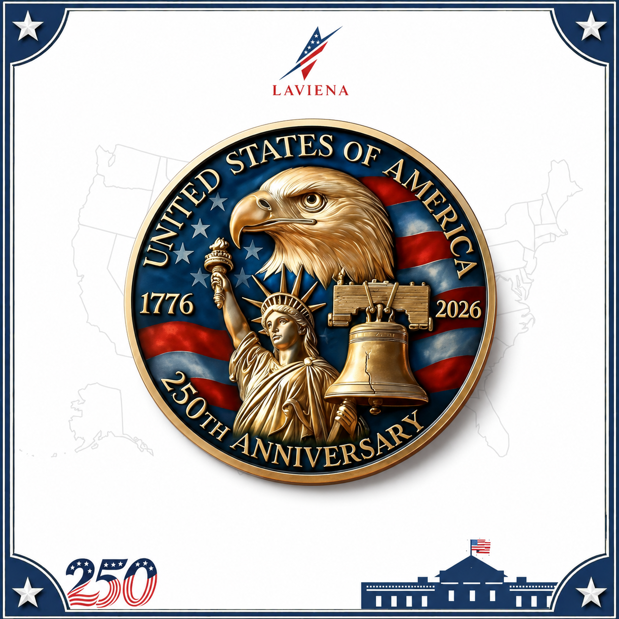 Laviena USA 250th Anniversary Patriotic Commemorative Coin Collection