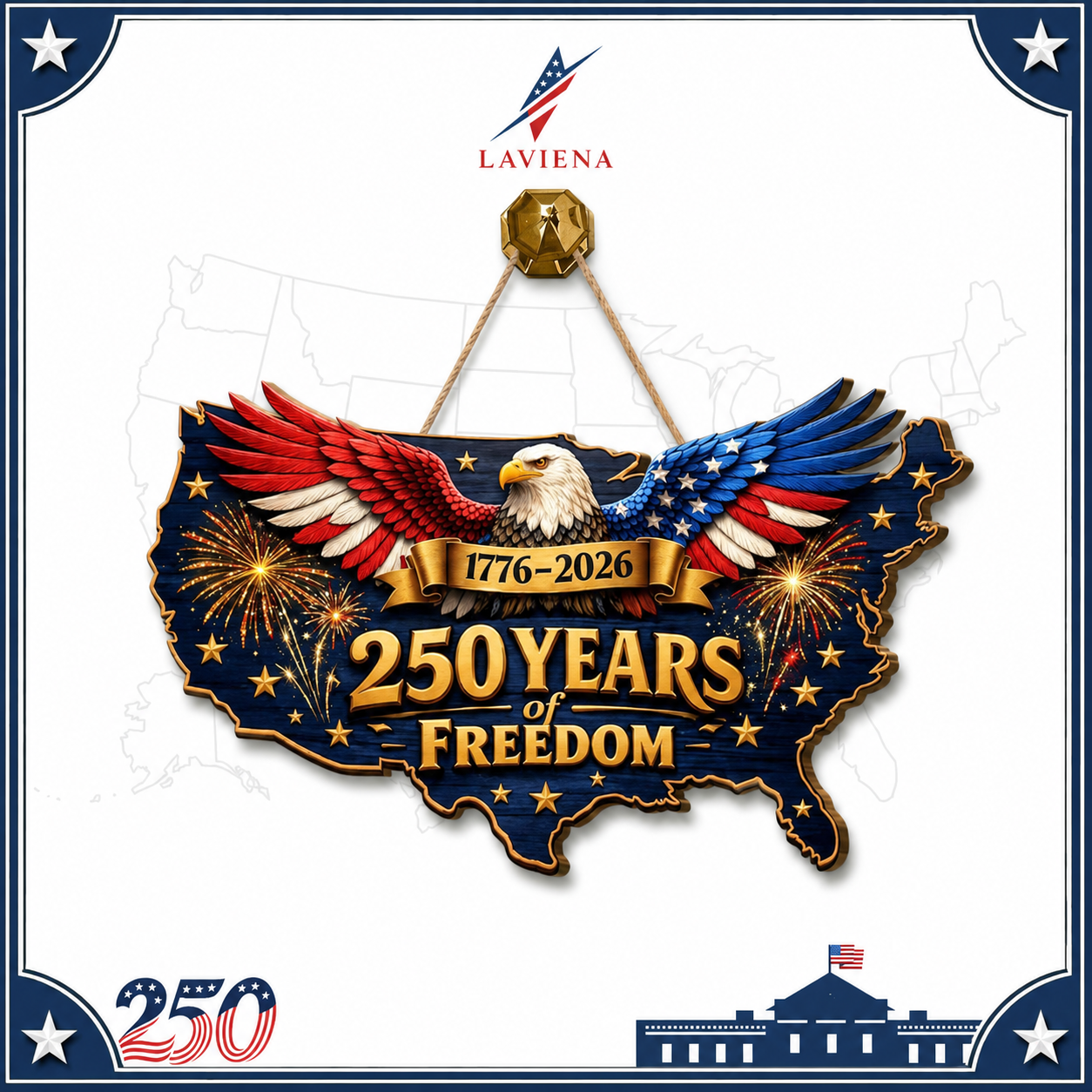 Laviena America 250th Patriotic Wooden Door Wreath