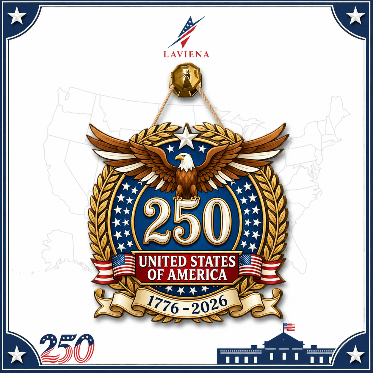 Laviena America 250th Patriotic Wooden Door Wreath