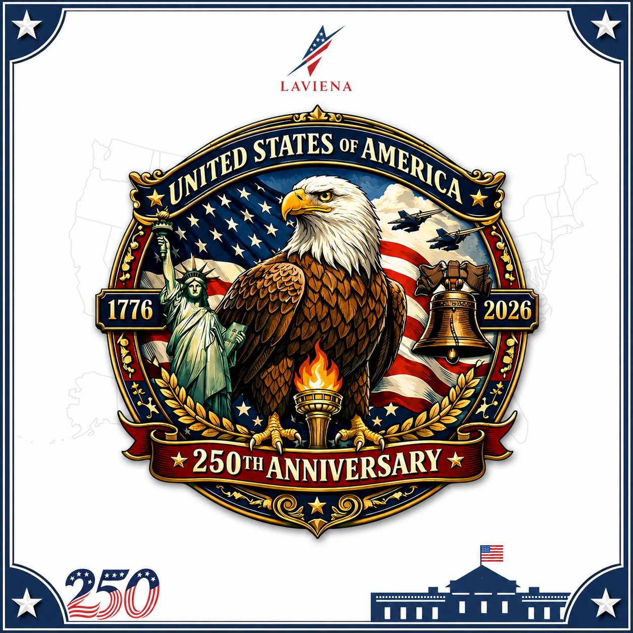 Laviena America 250th Patriotic Wooden Door Wreath