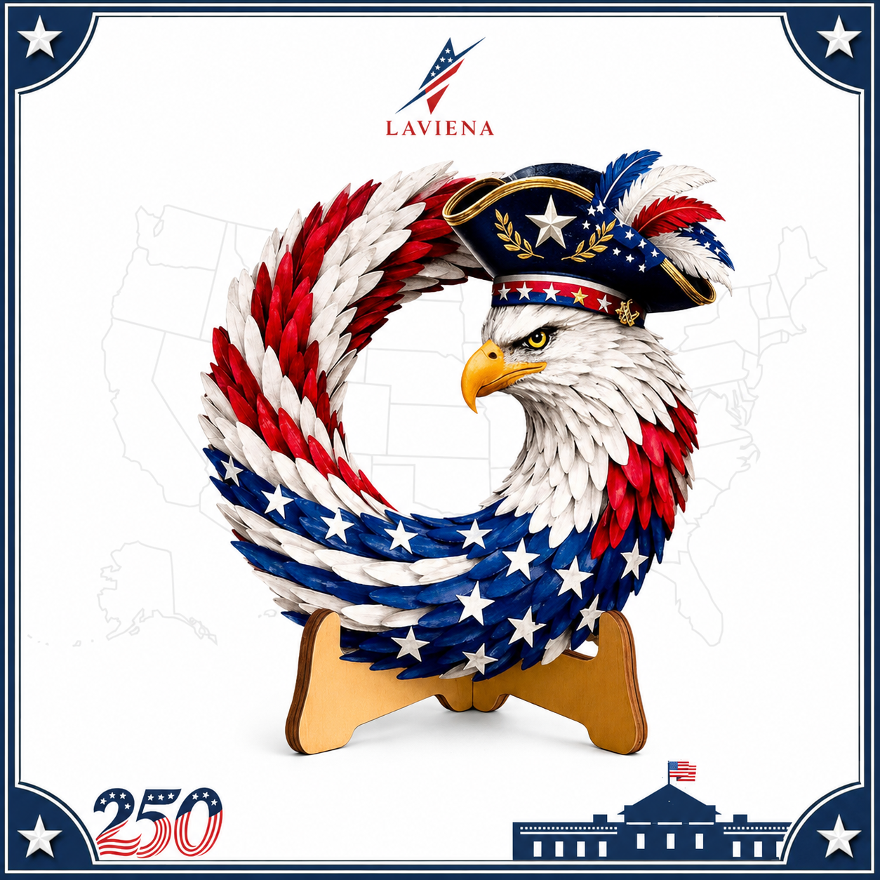 Laviena America 250th Patriotic Wooden Door Wreath