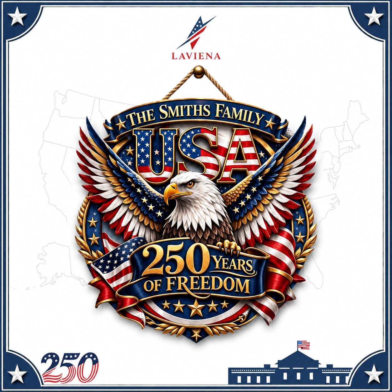 Laviena America 250th Patriotic Wooden Door Wreath