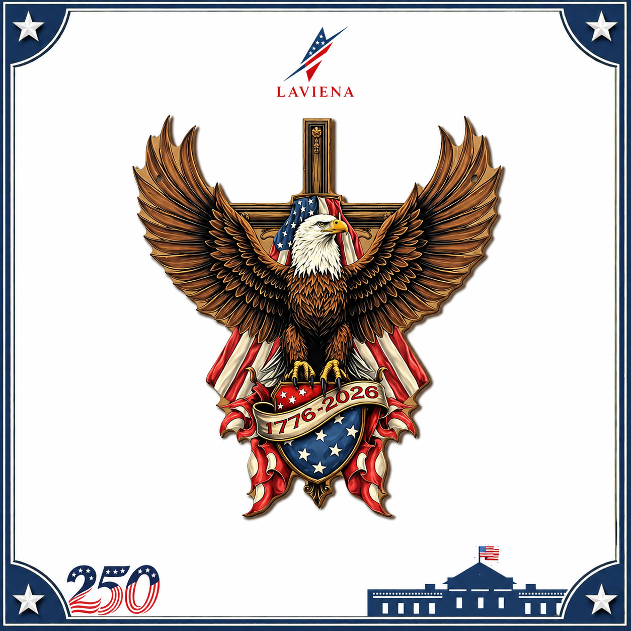Laviena America 250th Patriotic Wooden Door Wreath