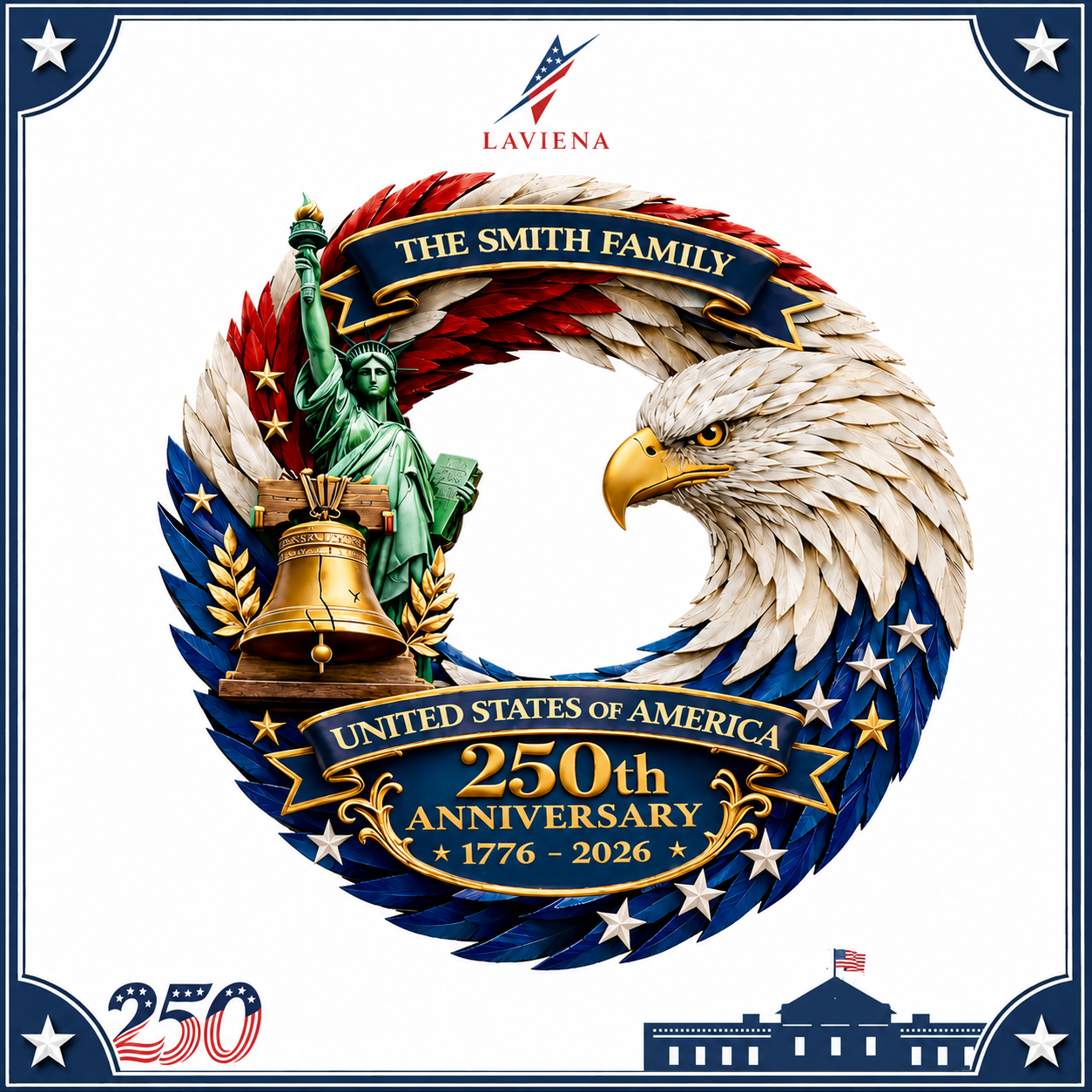 Laviena America 250th Patriotic Wooden Door Wreath