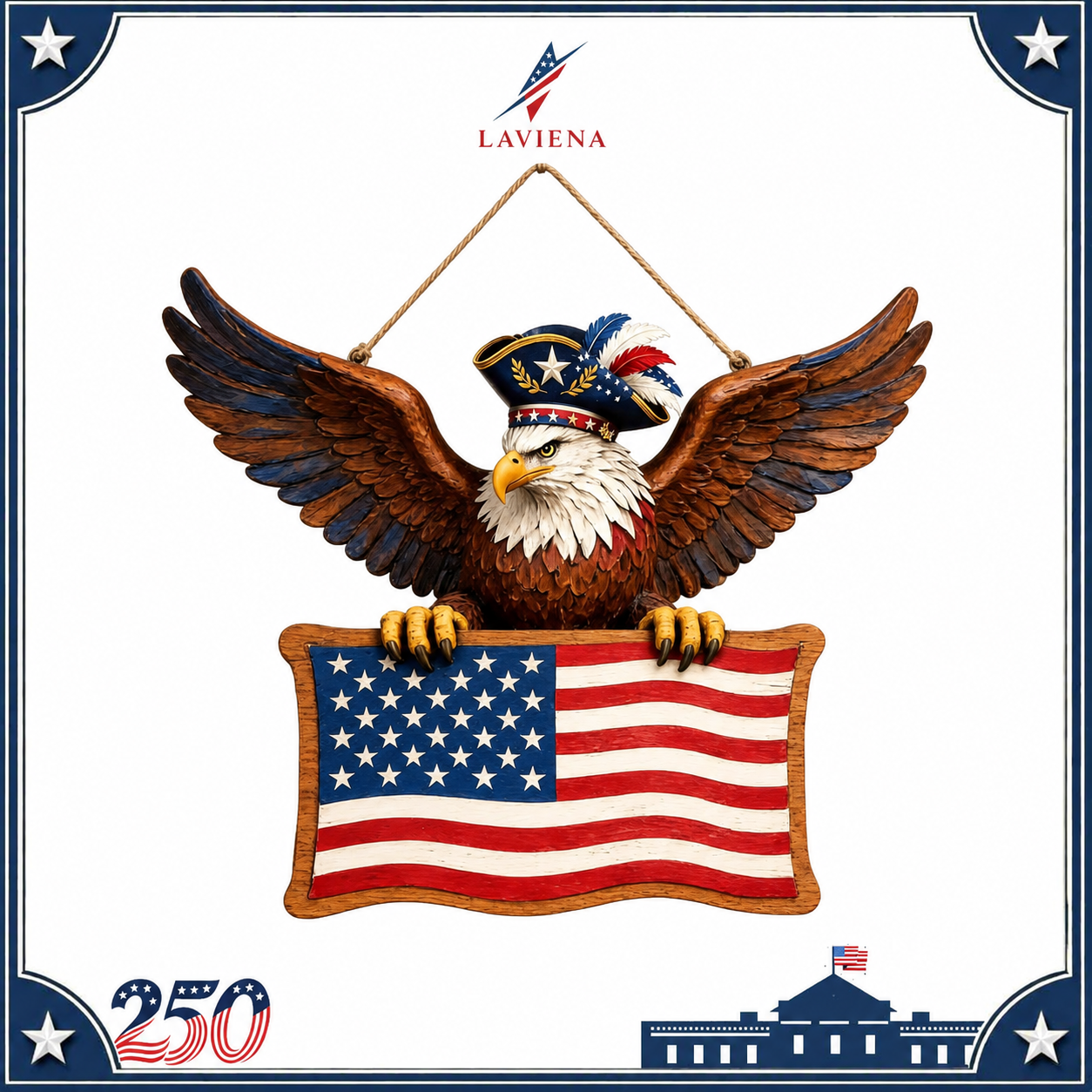 Laviena America 250th Patriotic Wooden Door Wreath