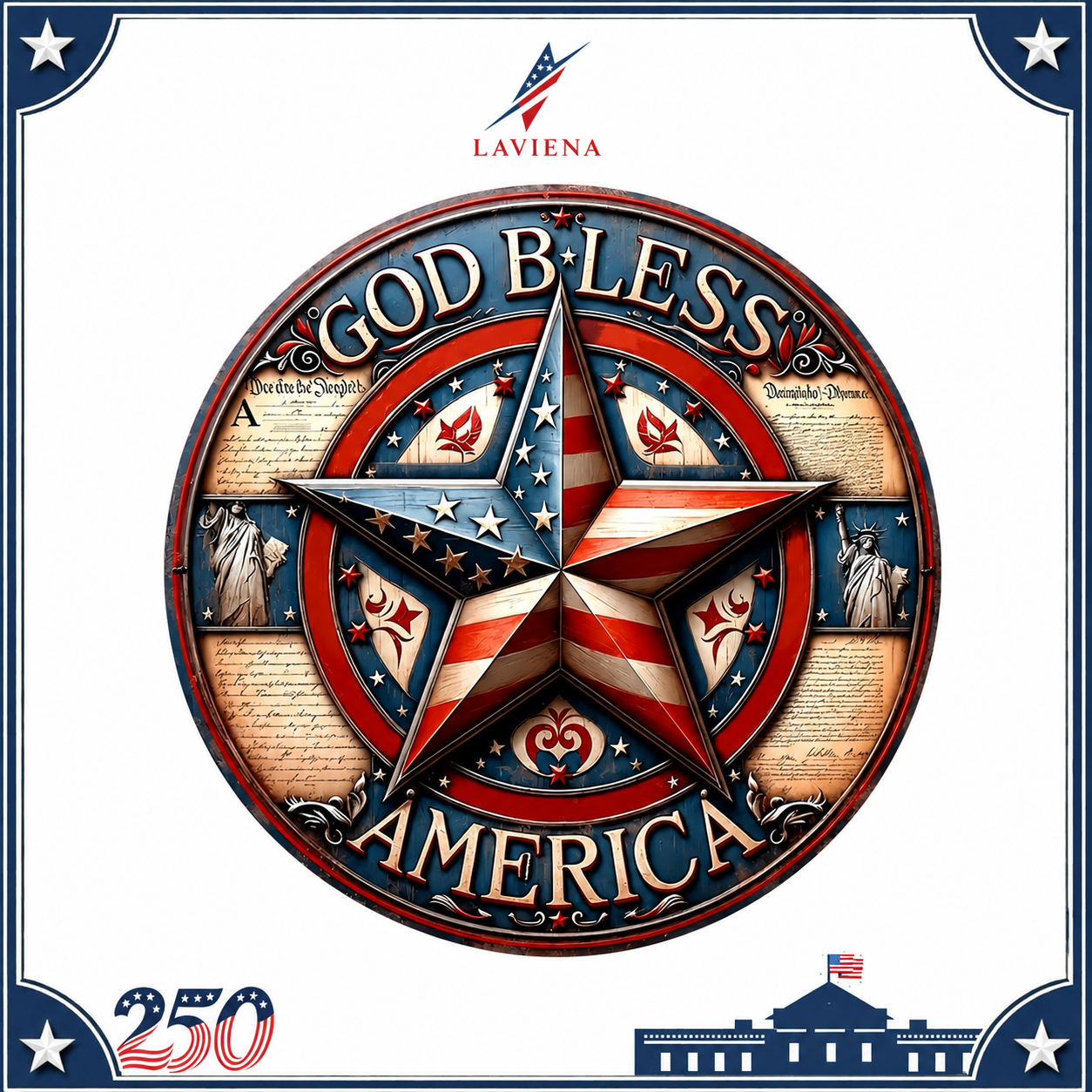 Laviena America 250th Patriotic Wooden Door Wreath