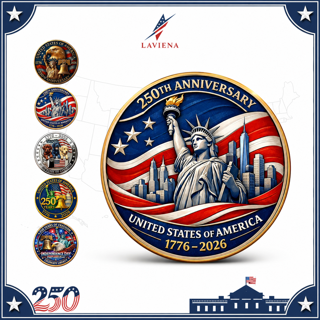 Laviena USA 250th Anniversary Patriotic Commemorative Coin Collection