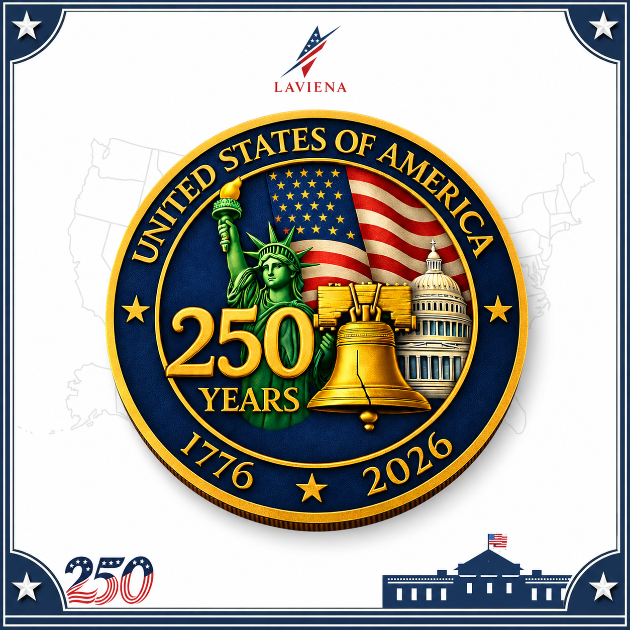 Laviena USA 250th Anniversary Patriotic Commemorative Coin Collection