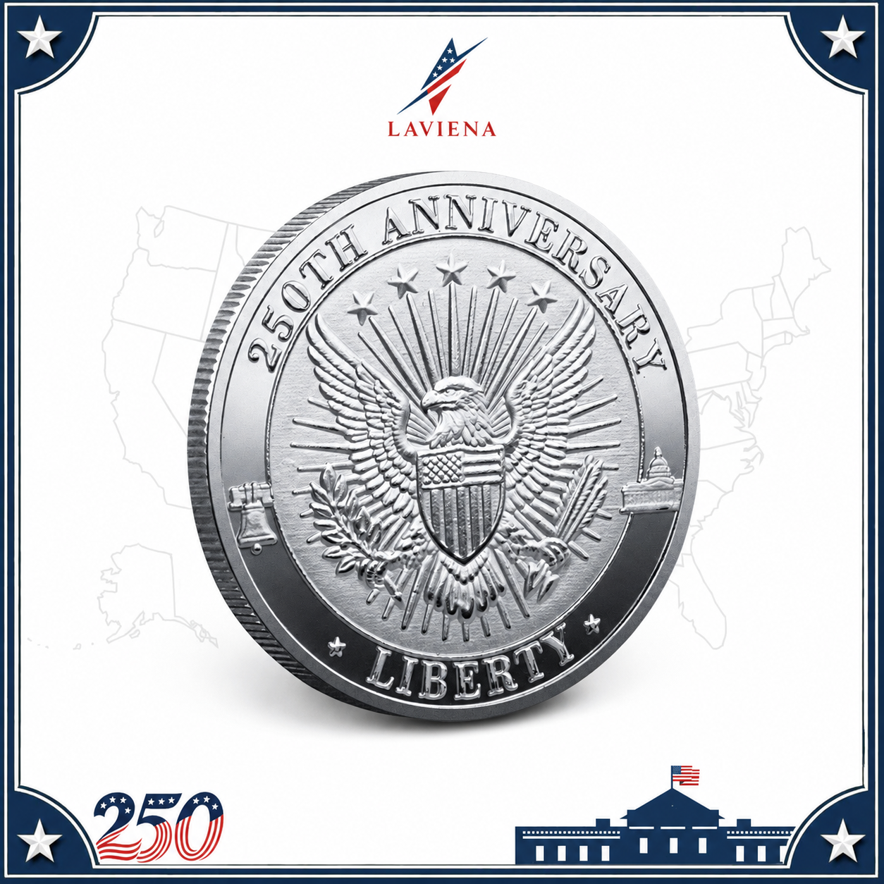 Laviena USA 250th Anniversary Liberty Bell Eagle Commemorative Coin Collection