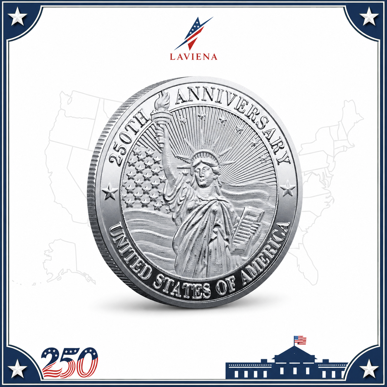 Laviena USA 250th Anniversary Liberty Bell Eagle Commemorative Coin Collection