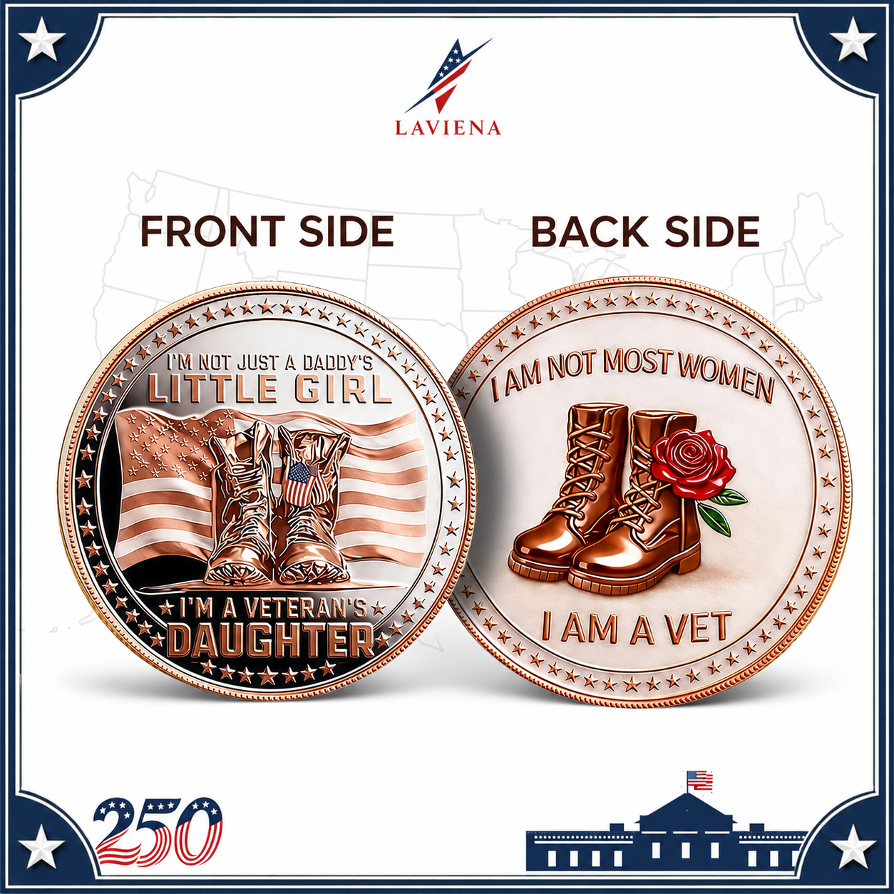 Laviena USA 250th Anniversary 3D Embossed Commemorative Coin Collection