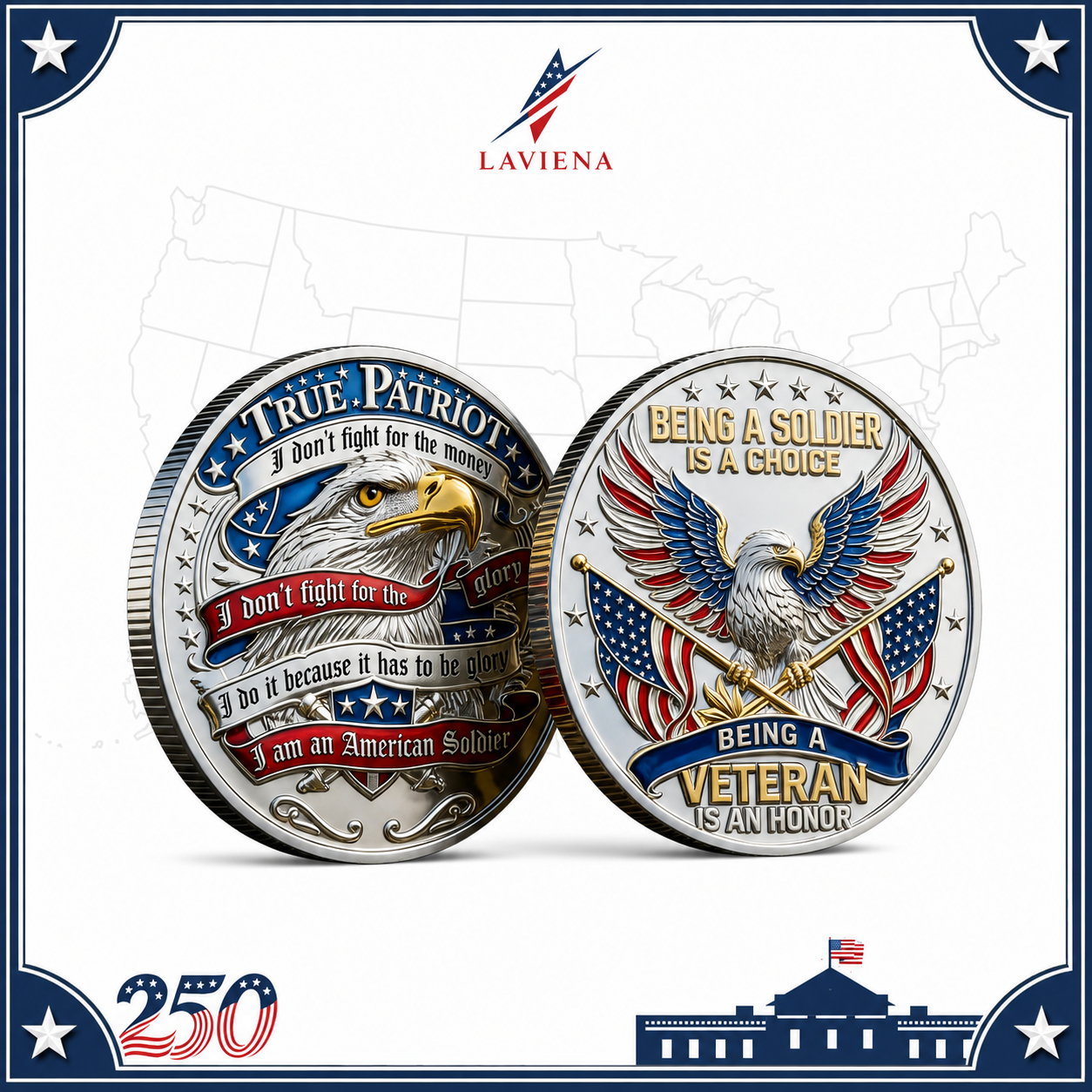 Laviena USA 250th Anniversary 3D Embossed Commemorative Coin Collection