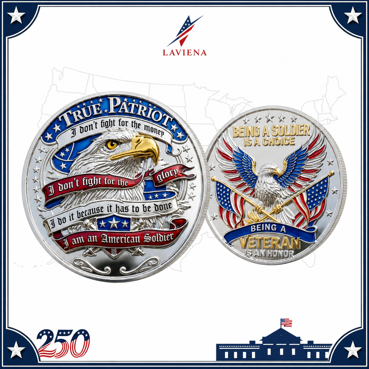 Laviena USA 250th Anniversary 3D Embossed Commemorative Coin Collection