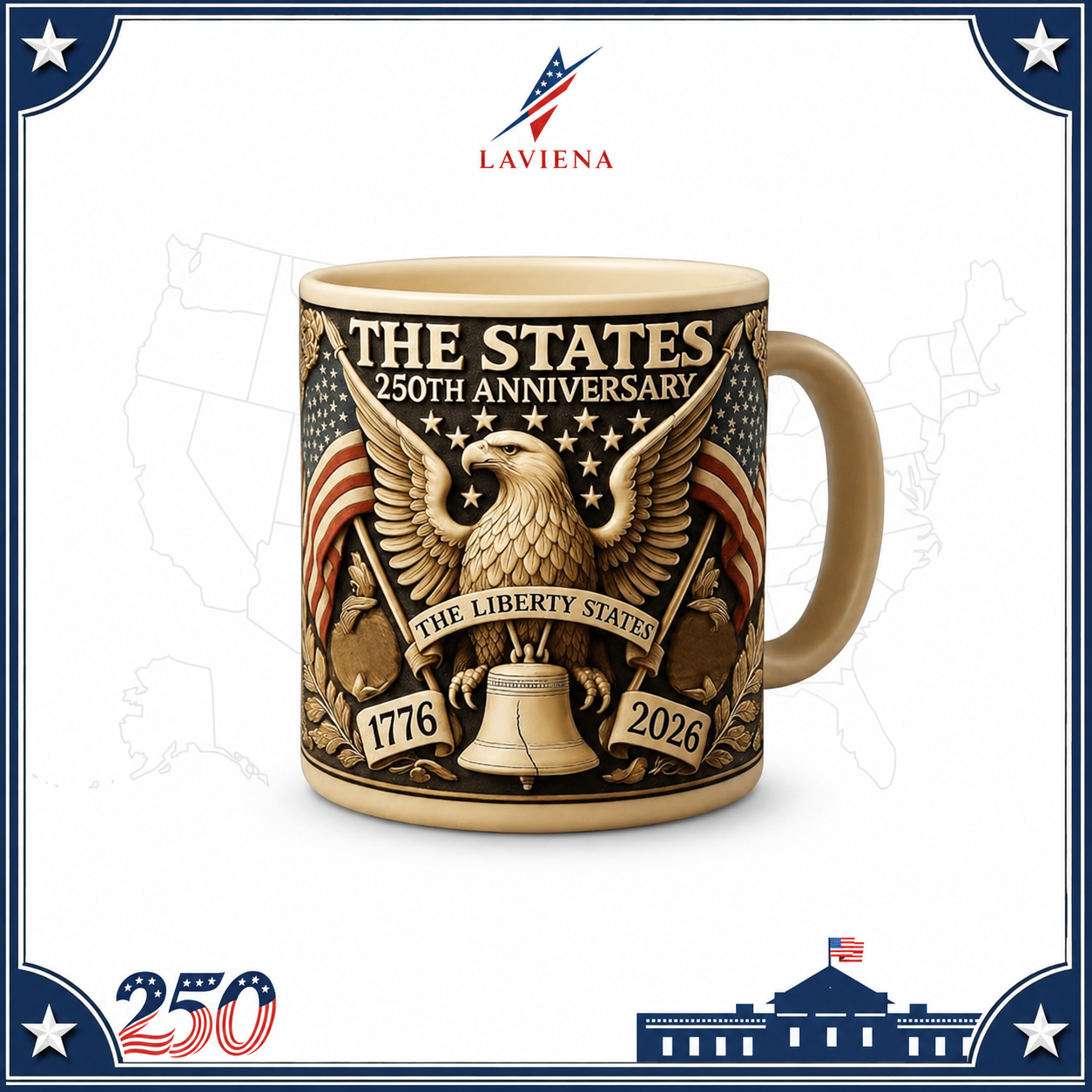 Laviena American 250th Anniversary Flag & Eagle Ceramic Mug