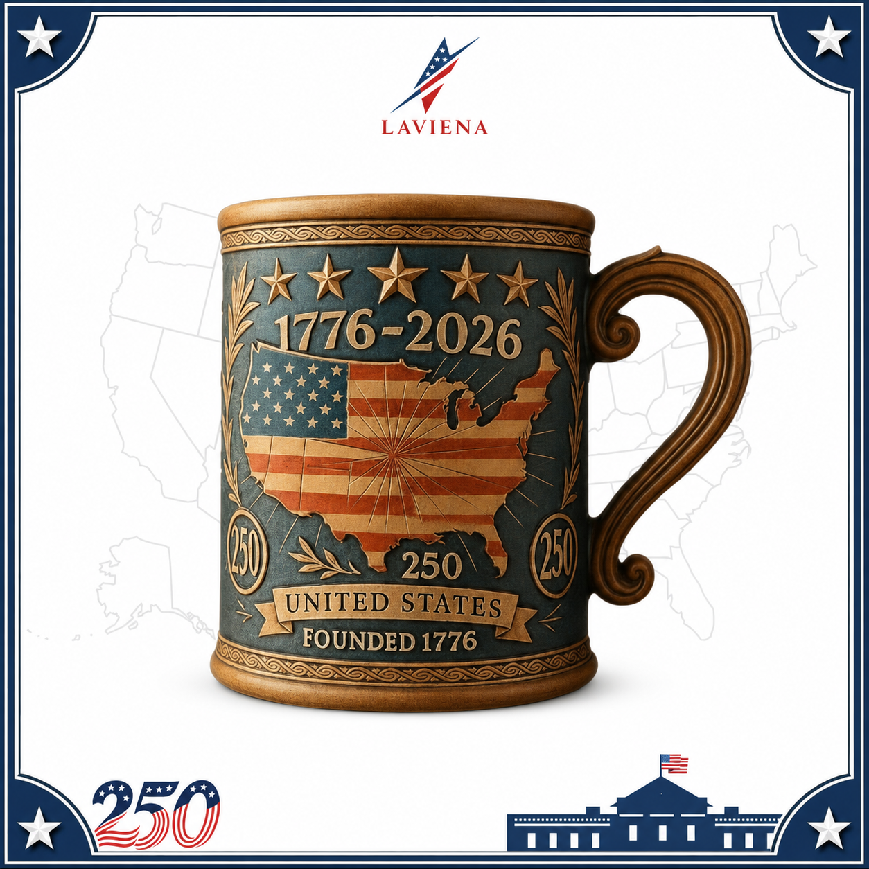Laviena American 250th Anniversary Flag & Eagle Ceramic Mug