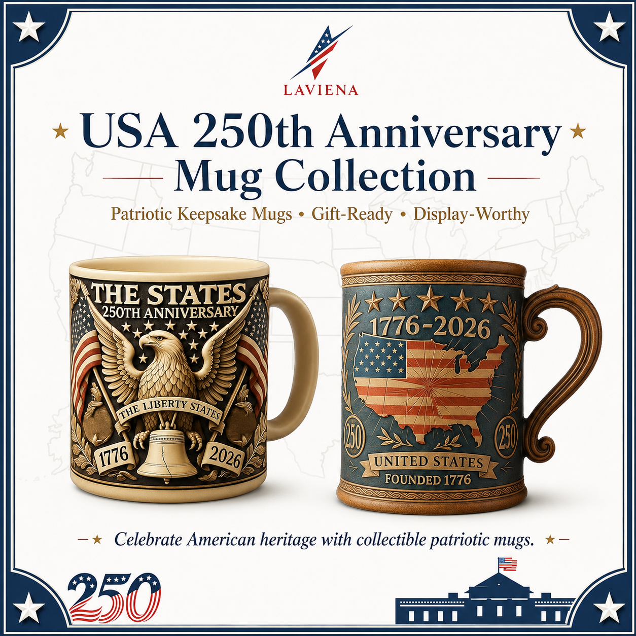 Laviena American 250th Anniversary Flag & Eagle Ceramic Mug