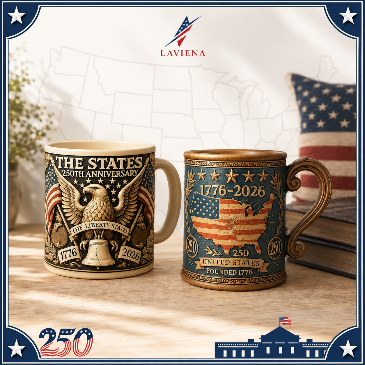 Laviena American 250th Anniversary Flag & Eagle Ceramic Mug