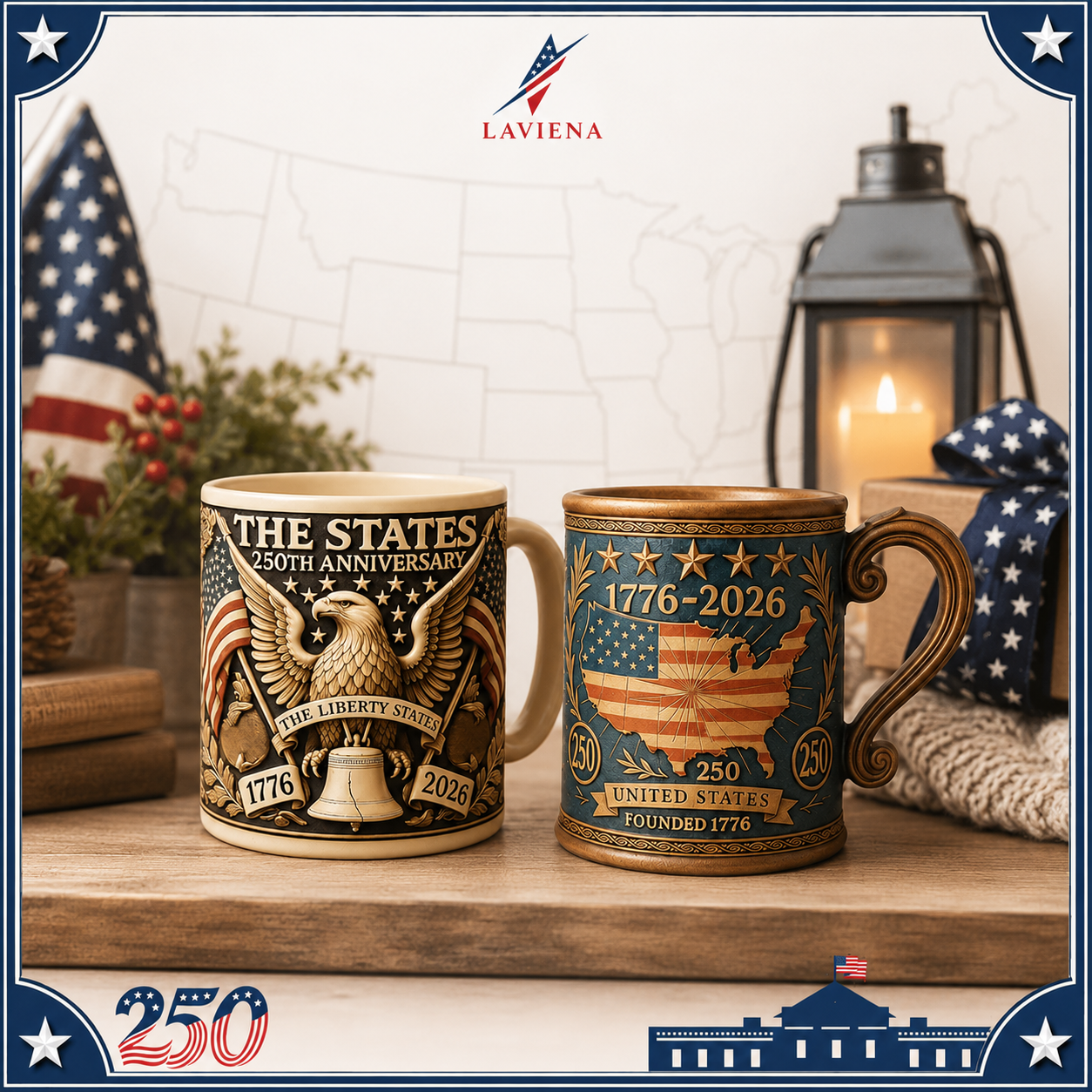 Laviena American 250th Anniversary Flag & Eagle Ceramic Mug