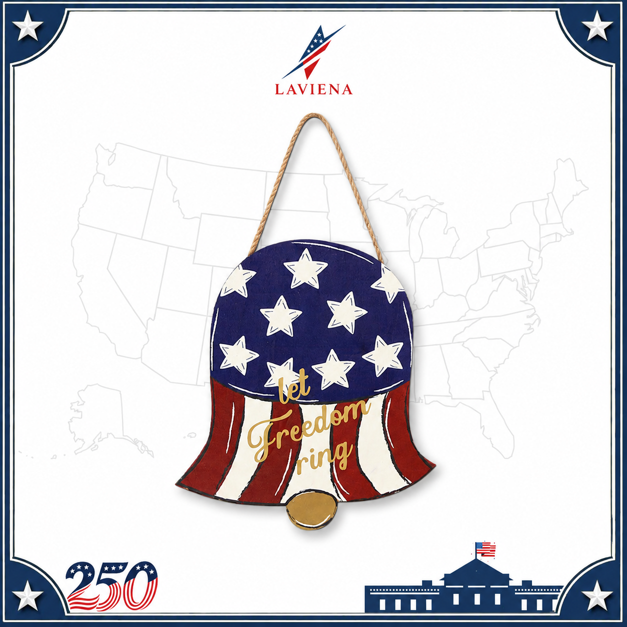Laviena USA 250th Anniversary Patriotic Hanging Plaque Decor