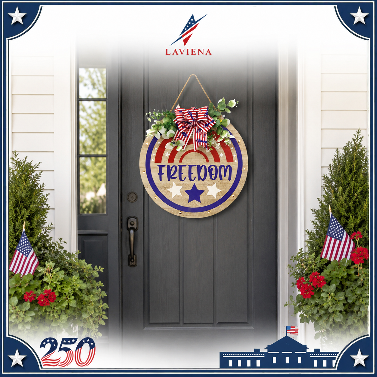 Laviena USA 250th Anniversary Patriotic Hanging Plaque Decor
