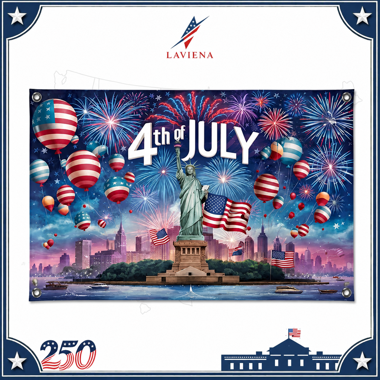 Laviena USA 250th Anniversary Patriotic Photography Backdrop Cloth Collection