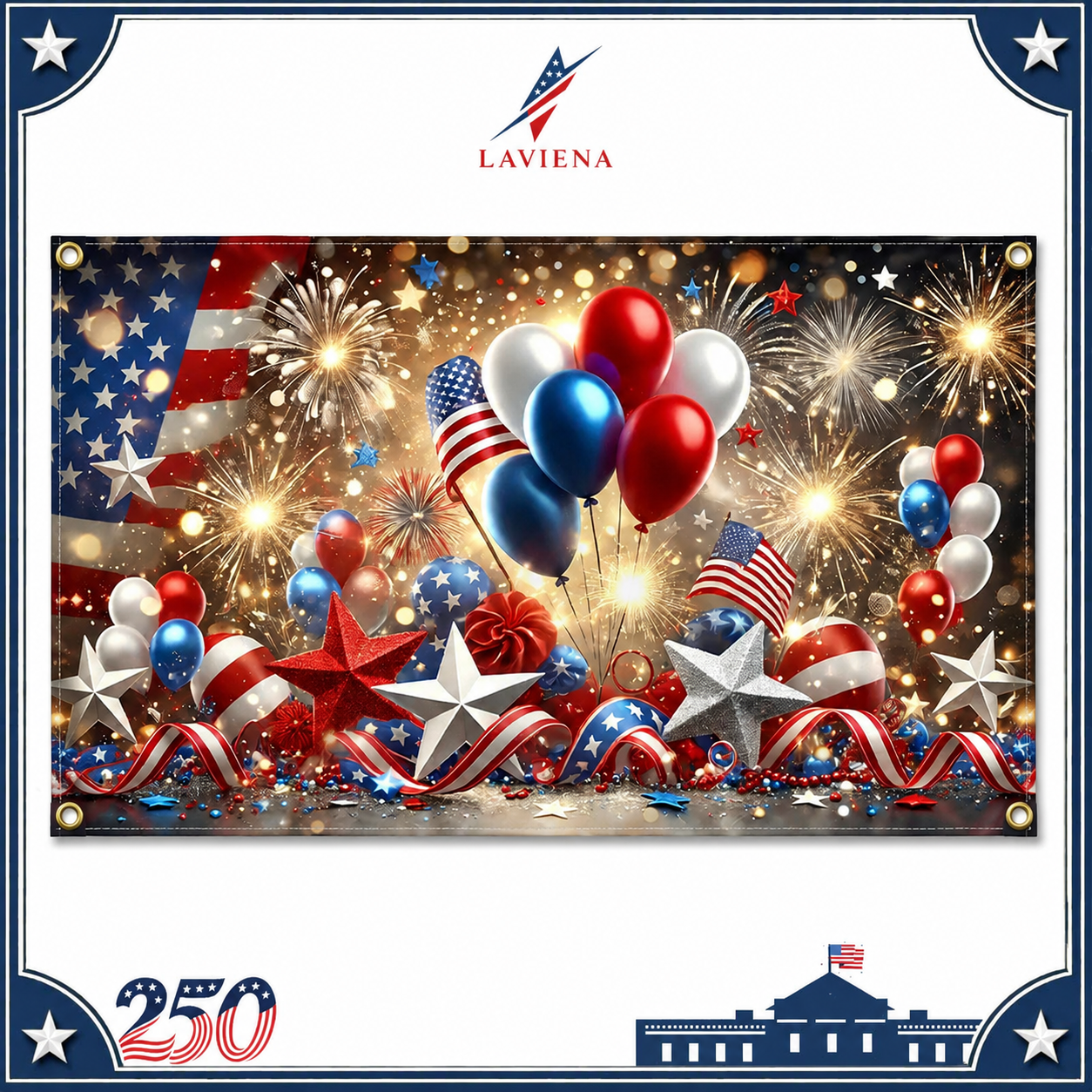 Laviena USA 250th Anniversary Patriotic Photography Backdrop Cloth Collection