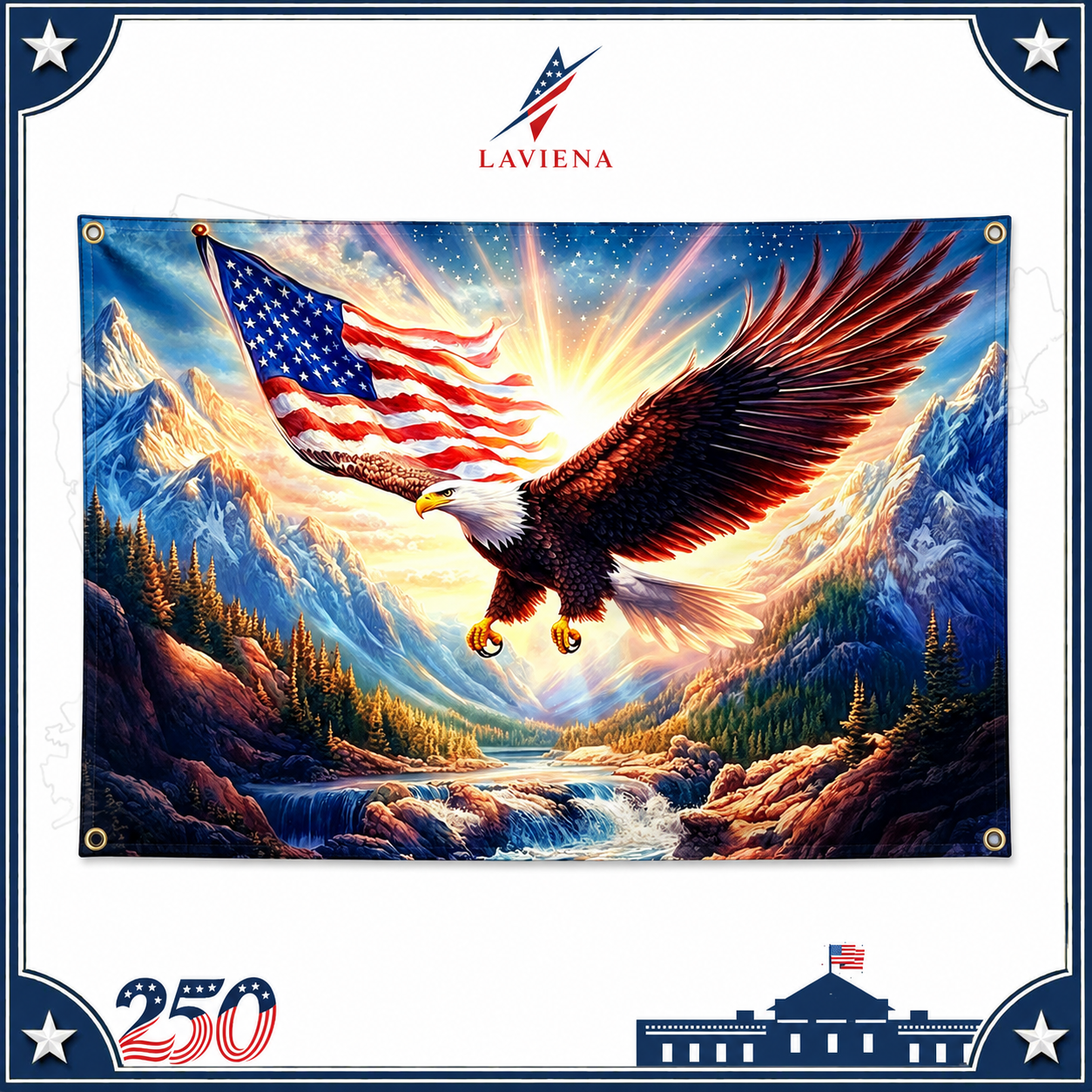 Laviena USA 250th Anniversary Patriotic Photography Backdrop Cloth Collection