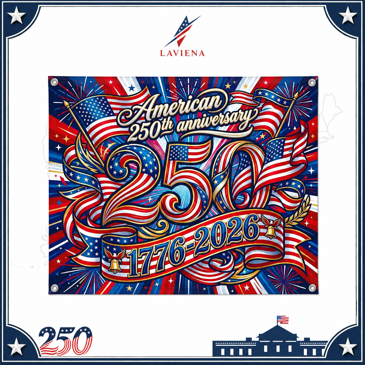 Laviena USA 250th Anniversary Patriotic Photography Backdrop Cloth Collection
