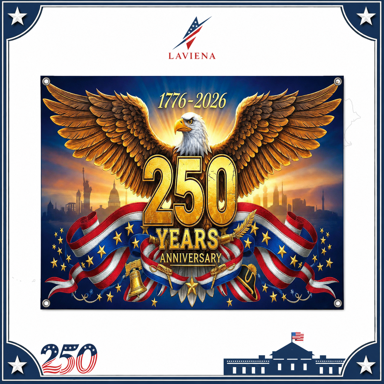 Laviena USA 250th Anniversary Patriotic Photography Backdrop Cloth Collection