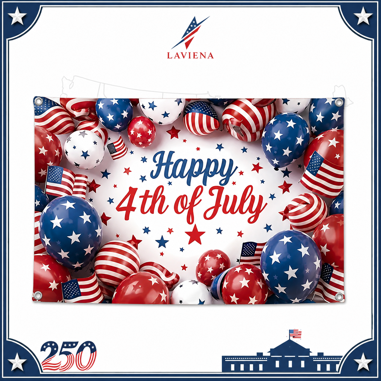 Laviena USA 250th Anniversary Patriotic Photography Backdrop Cloth Collection