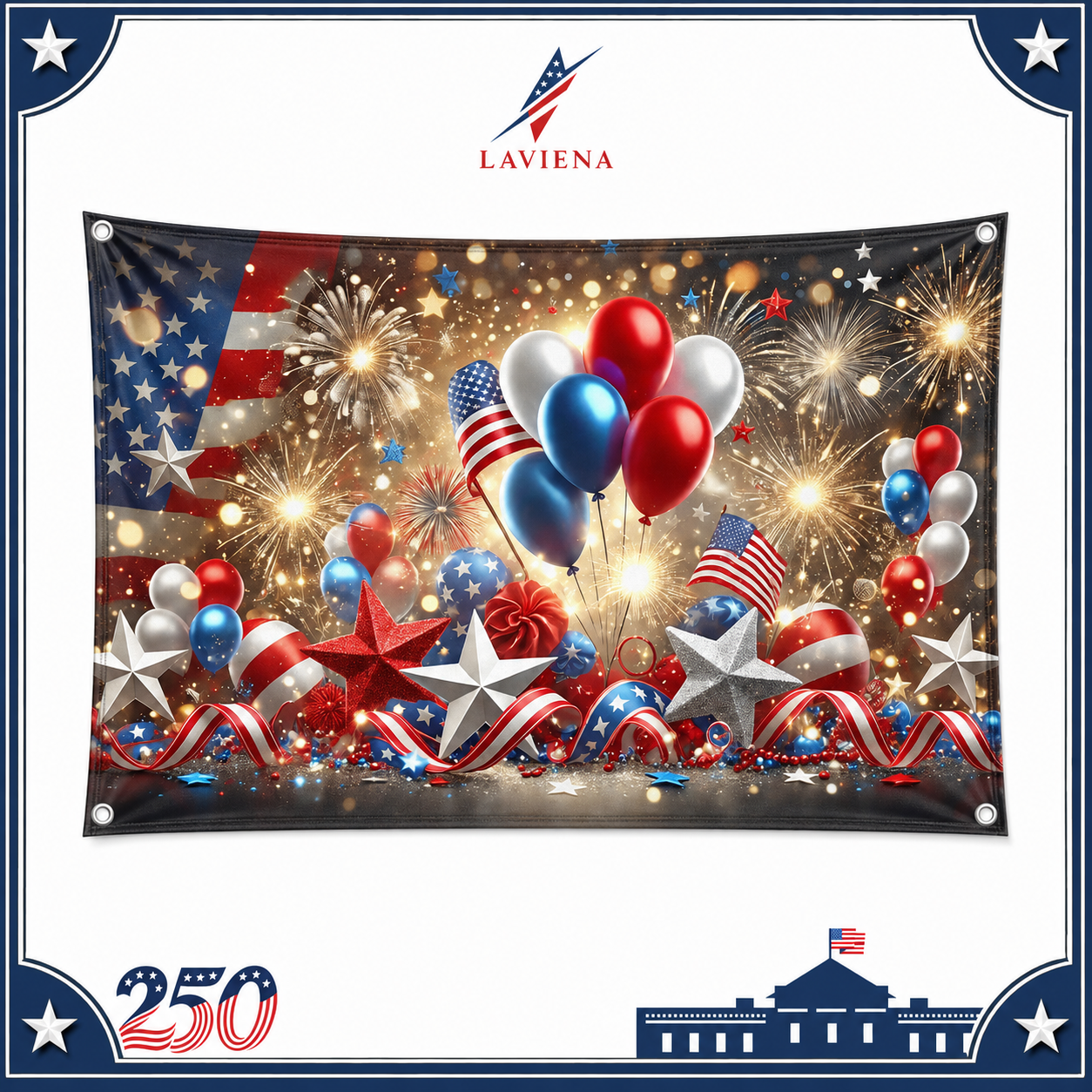 Laviena USA 250th Anniversary Patriotic Photography Backdrop Cloth Collection