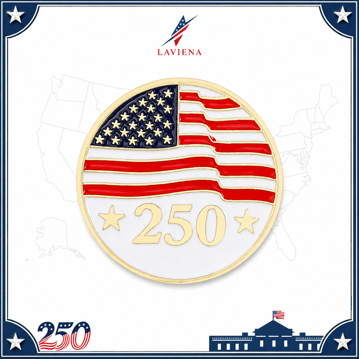 Laviena USA 250th Veteran Memorial Commemorative Brooch