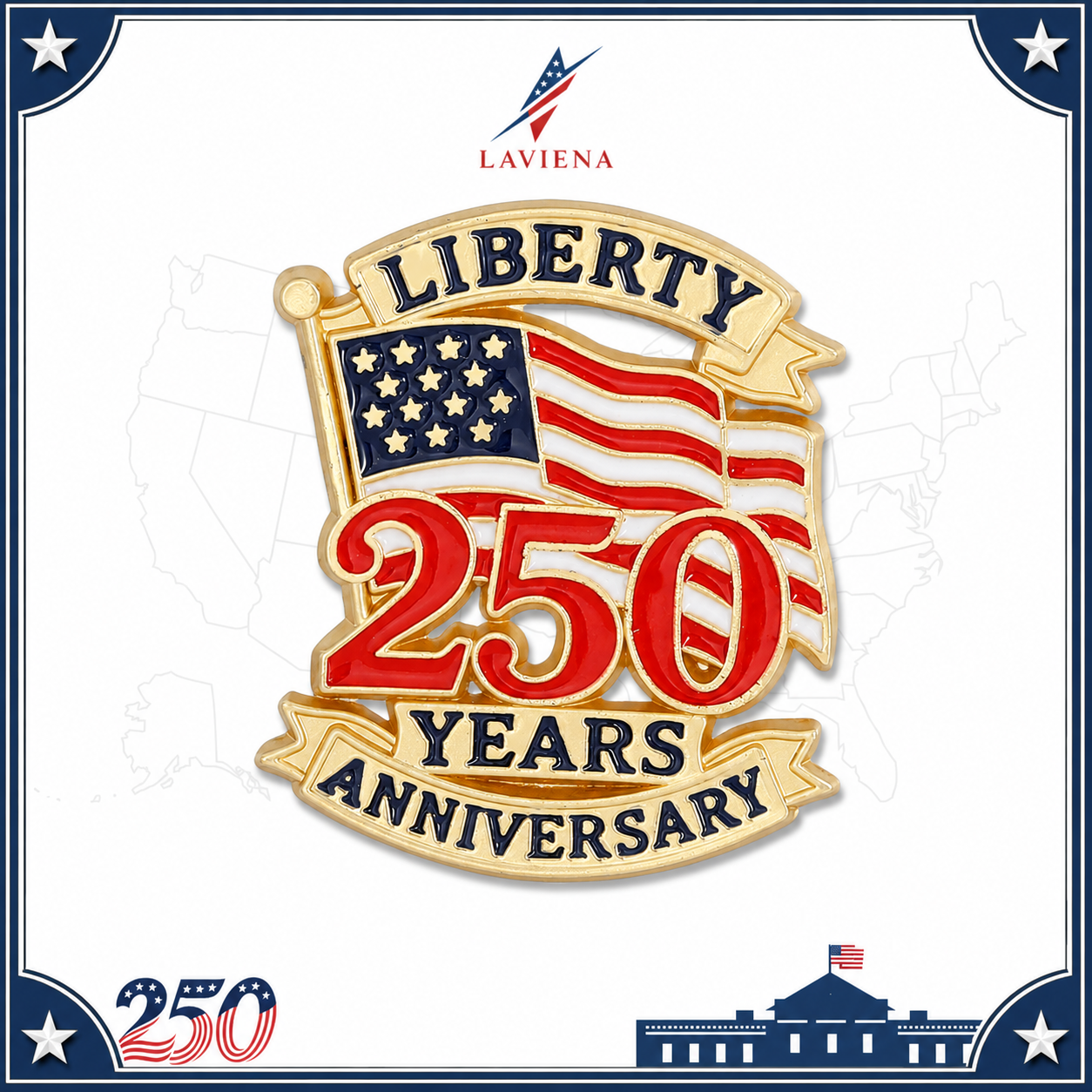 Laviena USA 250th Veteran Memorial Commemorative Brooch
