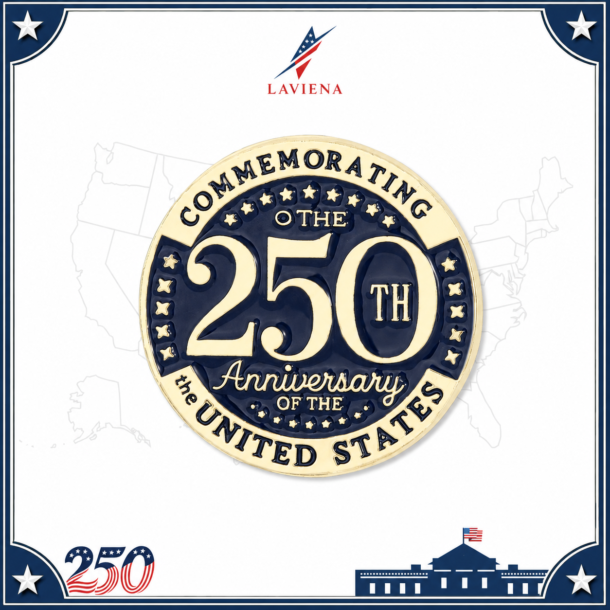 Laviena USA 250th Veteran Memorial Commemorative Brooch
