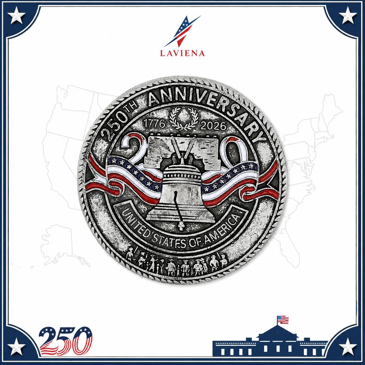 Laviena USA 250th Veteran Memorial Commemorative Brooch