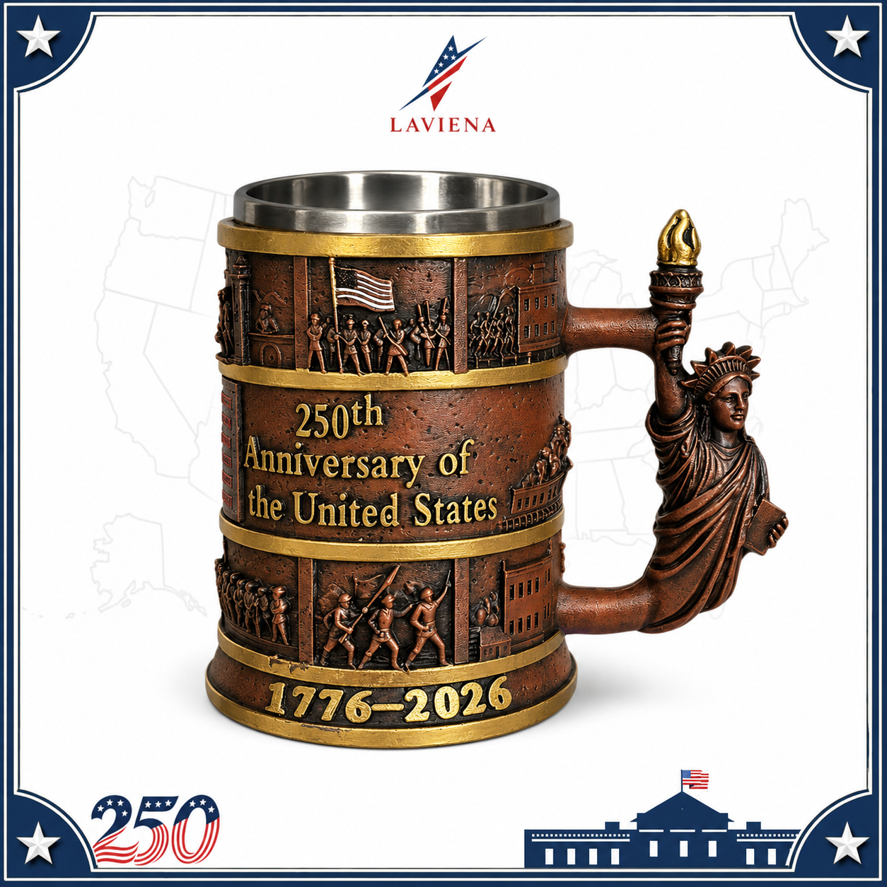 Laviena Statue of Liberty Torch USA 250th Anniversary Mug