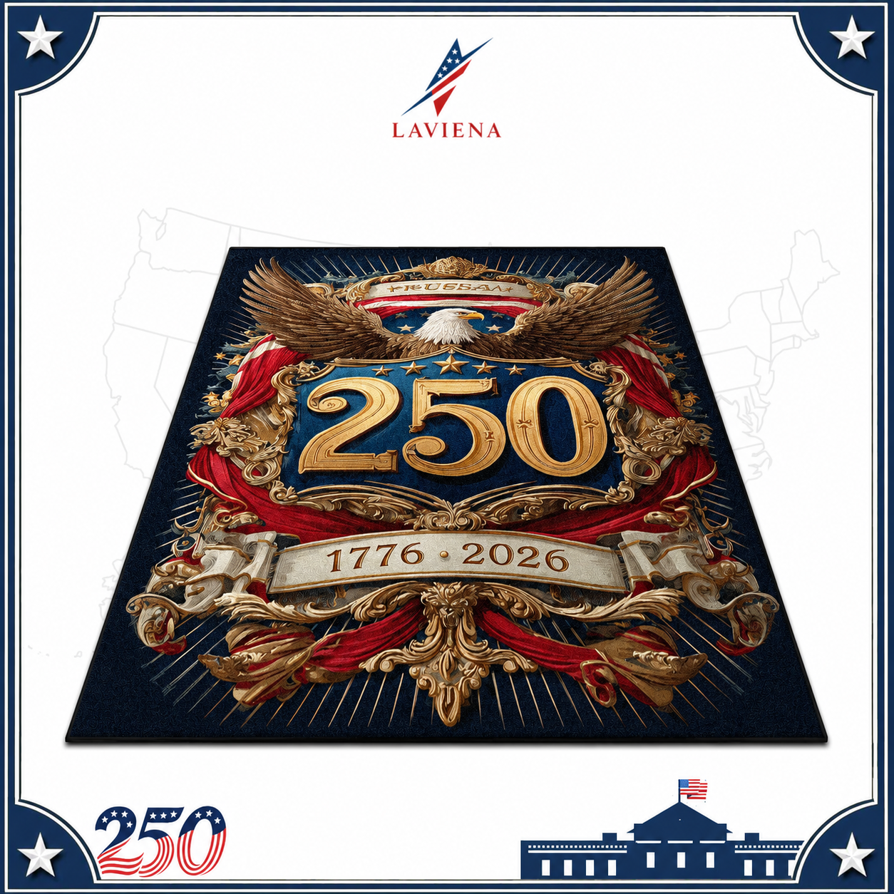USA 250th Celebration Area Rug Decoration Home Blue Non-slip Living Room Large Rugs Office Study Pile Fabric Floor Mat American