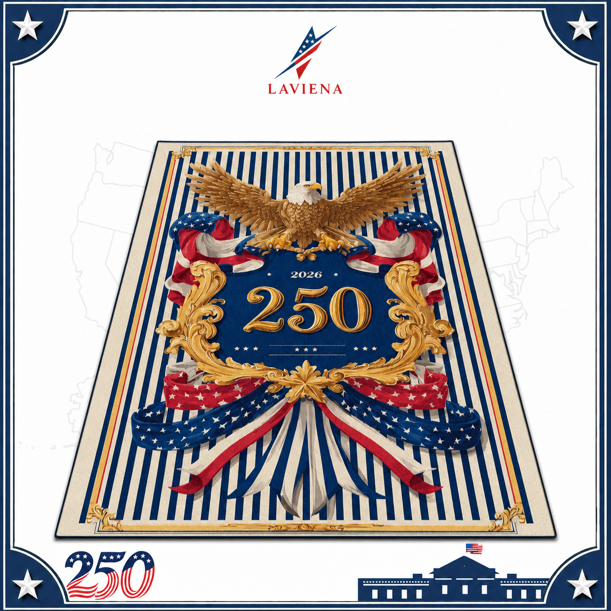 USA 250th Celebration Area Rug Decoration Home Blue Non-slip Living Room Large Rugs Office Study Pile Fabric Floor Mat American
