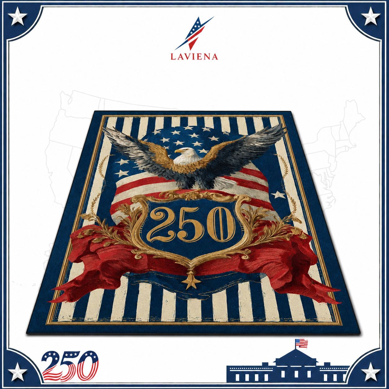 USA 250th Celebration Area Rug Decoration Home Blue Non-slip Living Room Large Rugs Office Study Pile Fabric Floor Mat American