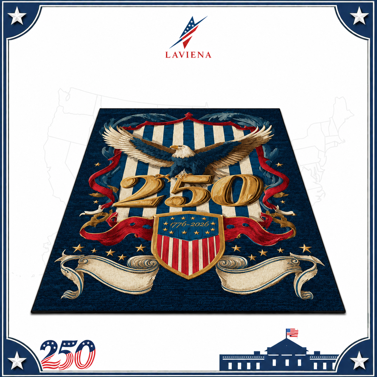 USA 250th Celebration Area Rug Decoration Home Blue Non-slip Living Room Large Rugs Office Study Pile Fabric Floor Mat American