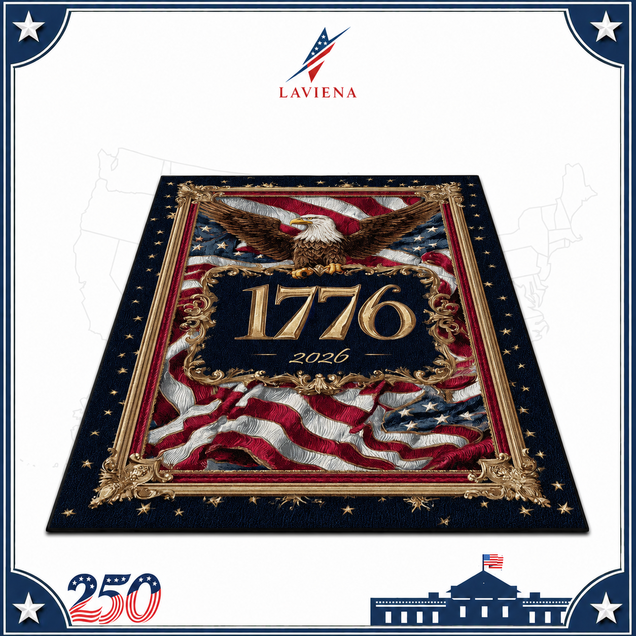 USA 250th Celebration Area Rug Decoration Home Blue Non-slip Living Room Large Rugs Office Study Pile Fabric Floor Mat American