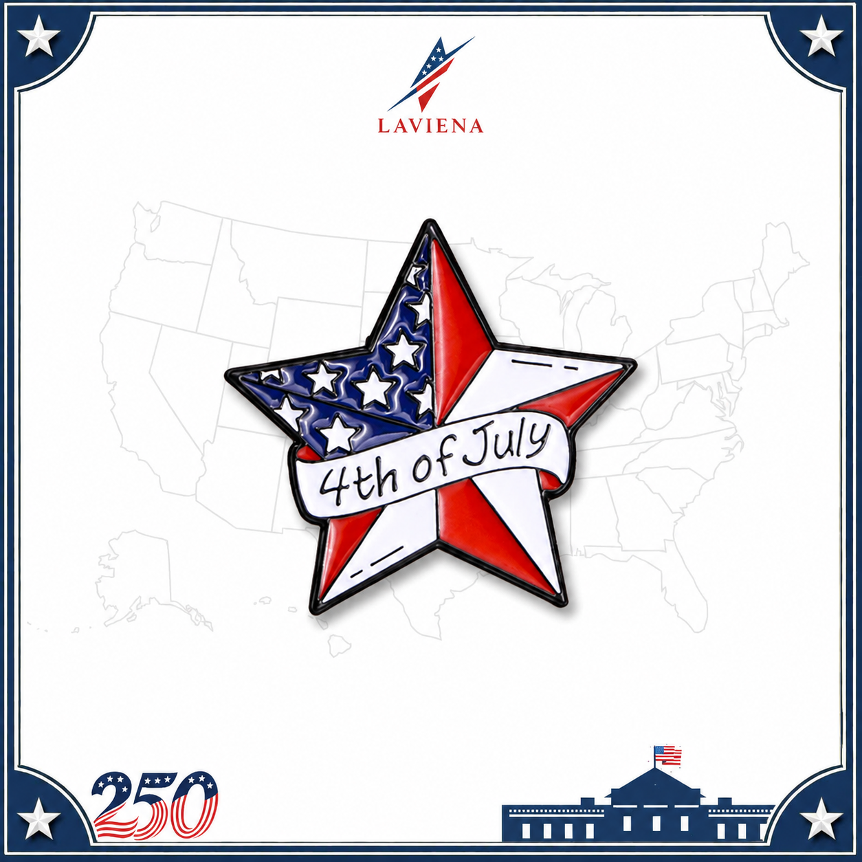 Laviena Statue of Liberty USA 250th Anniversary Enamel Brooch