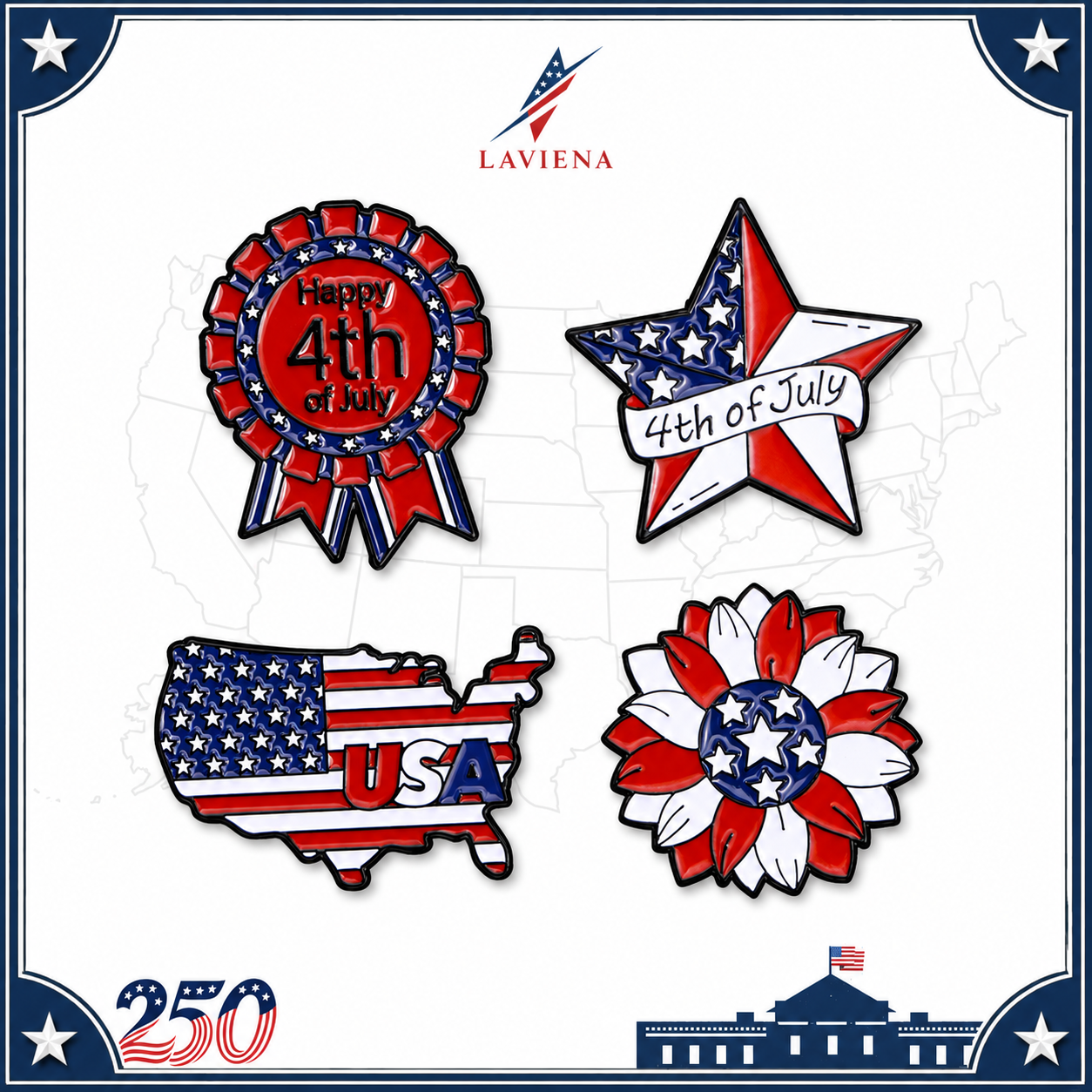 Laviena Statue of Liberty USA 250th Anniversary Enamel Brooch